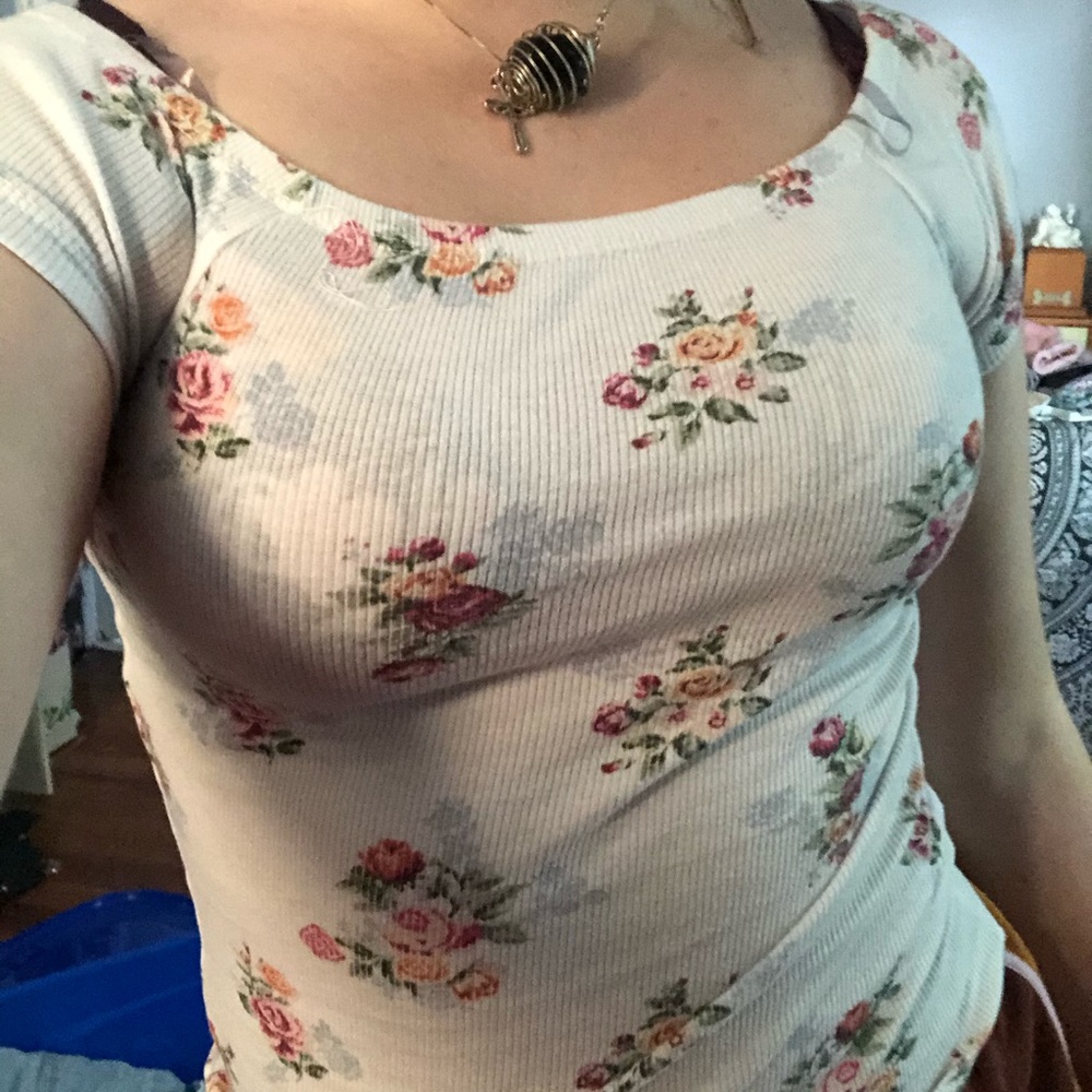 floral ribbed top